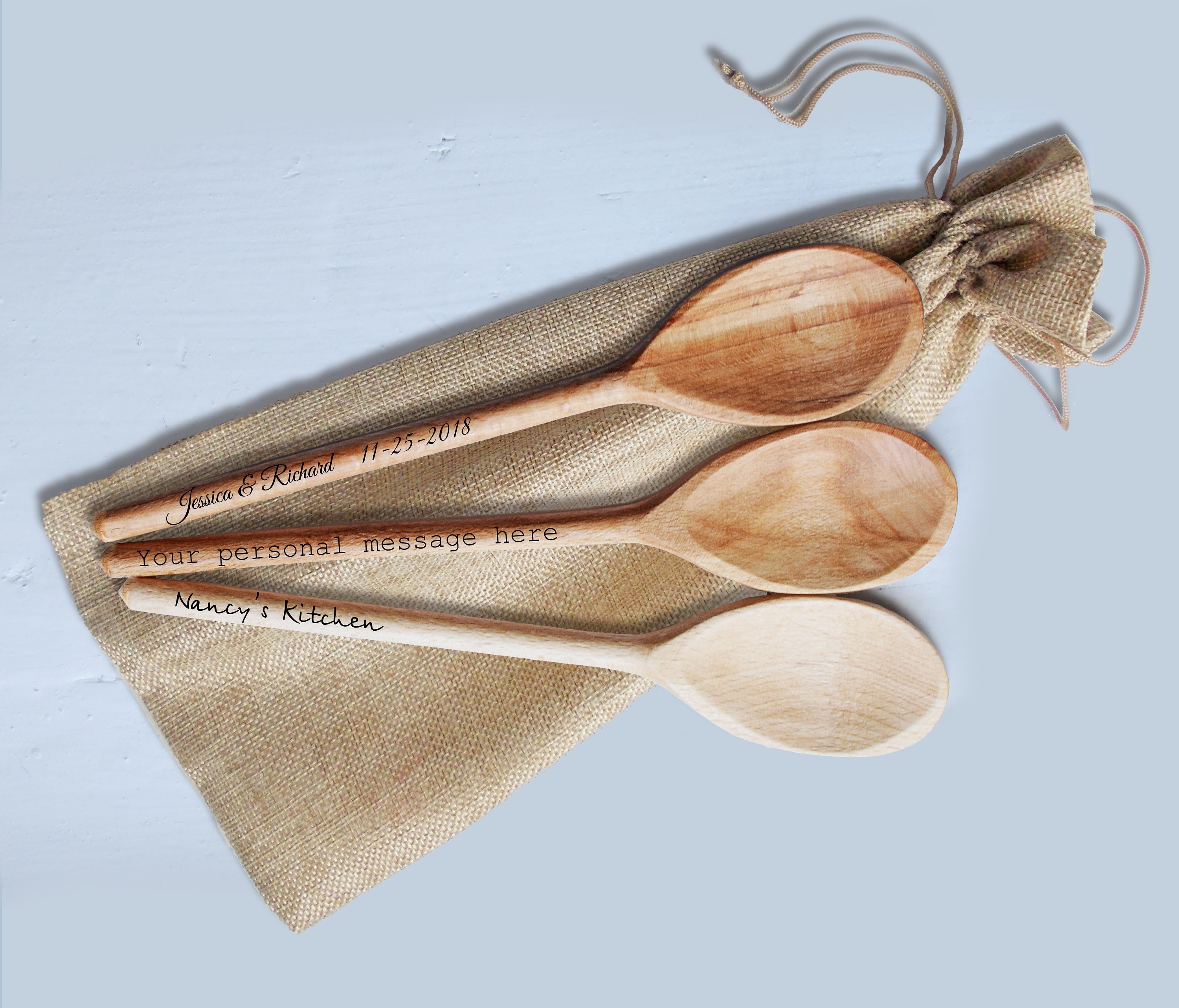 Custom Engraved Spoon And Gift Bag Personalized Wooden Spoon Etsy