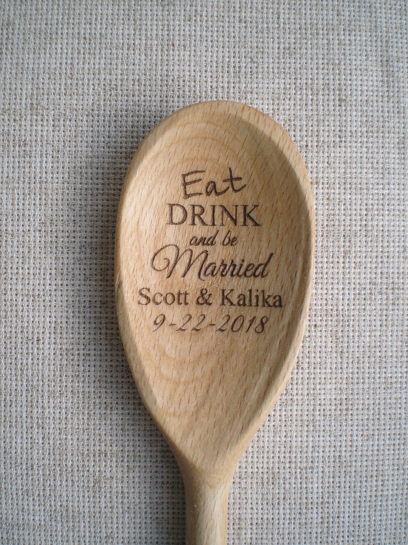 Custom Wood Spoon Engraved Spoons Personalized Eat Drink & Be Etsy