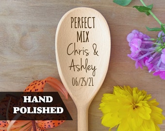 The Perfect Mix Bulk Wooden Spoons Personalized Bridal Shower Favor Engraved Wedding Party Favor Newlywed Housewarming Valentines Day Gift