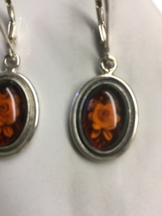 Baltic Amber rose earrings - image 4