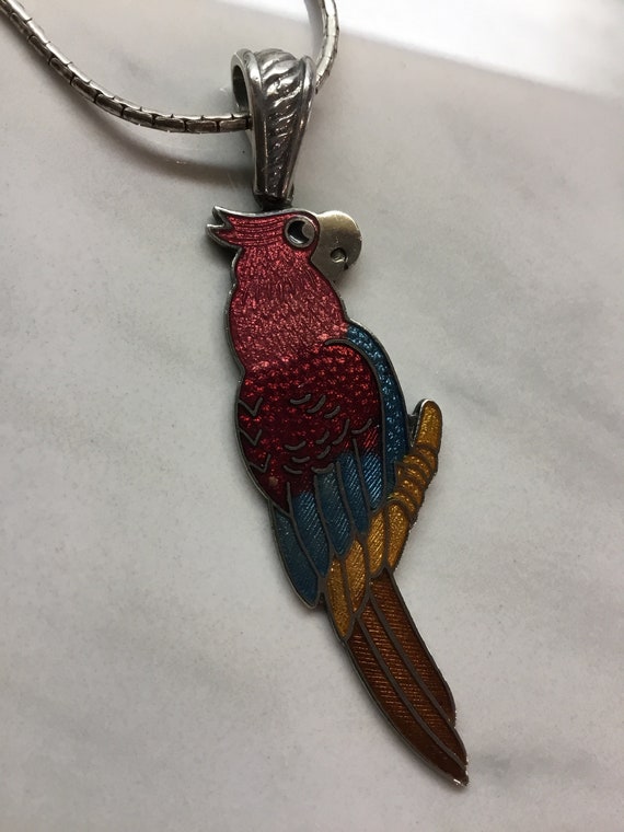 Enamel Parrot in Silver - image 7