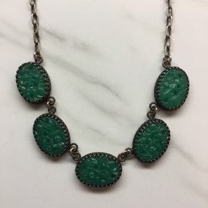 Green Czech glass necklace