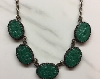 Green Czech glass necklace