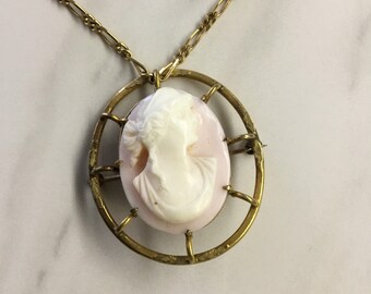 Pink and White Shell cameo