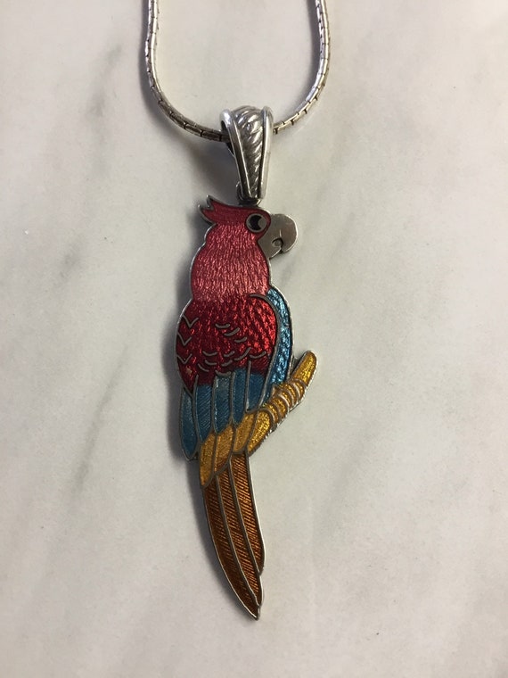 Enamel Parrot in Silver - image 1
