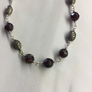 Garnet and Floral bead necklace