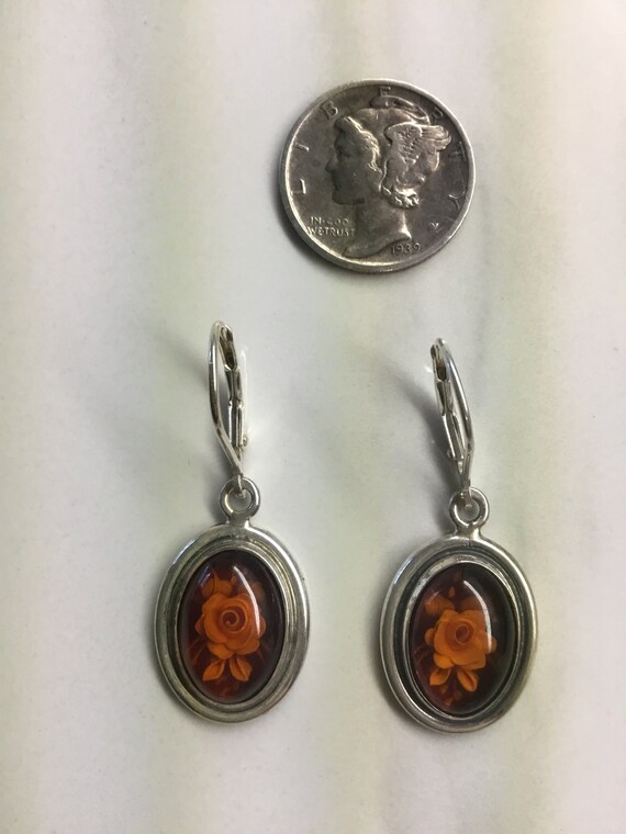 Baltic Amber rose earrings - image 5