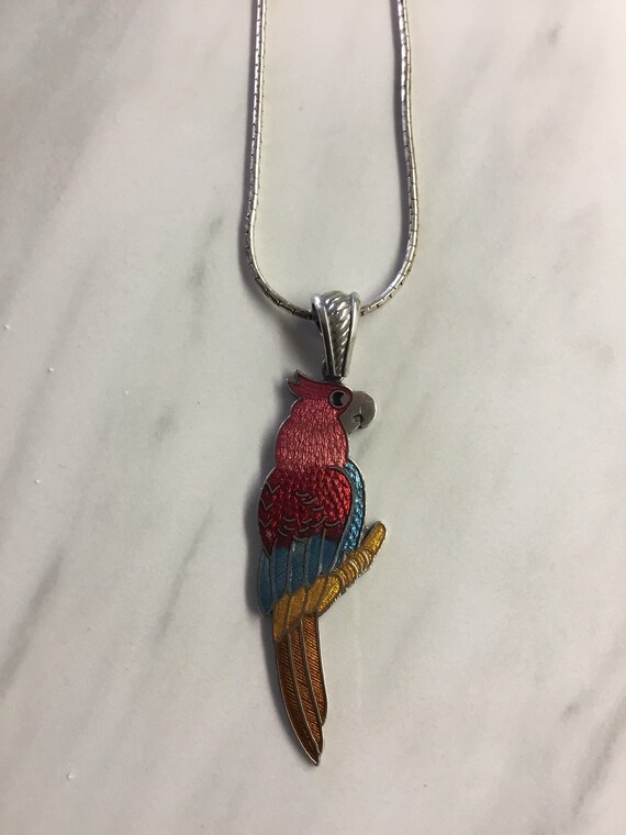 Enamel Parrot in Silver - image 2