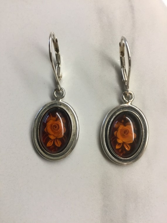 Baltic Amber rose earrings - image 2