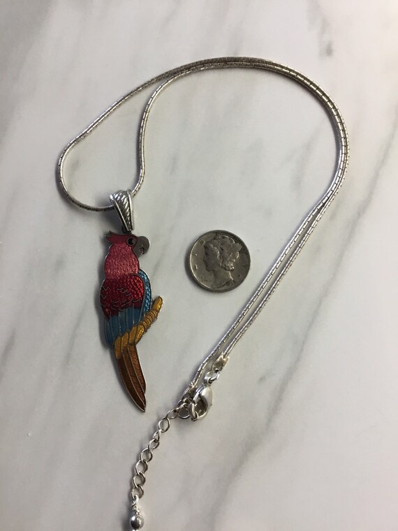 Enamel Parrot in Silver - image 3
