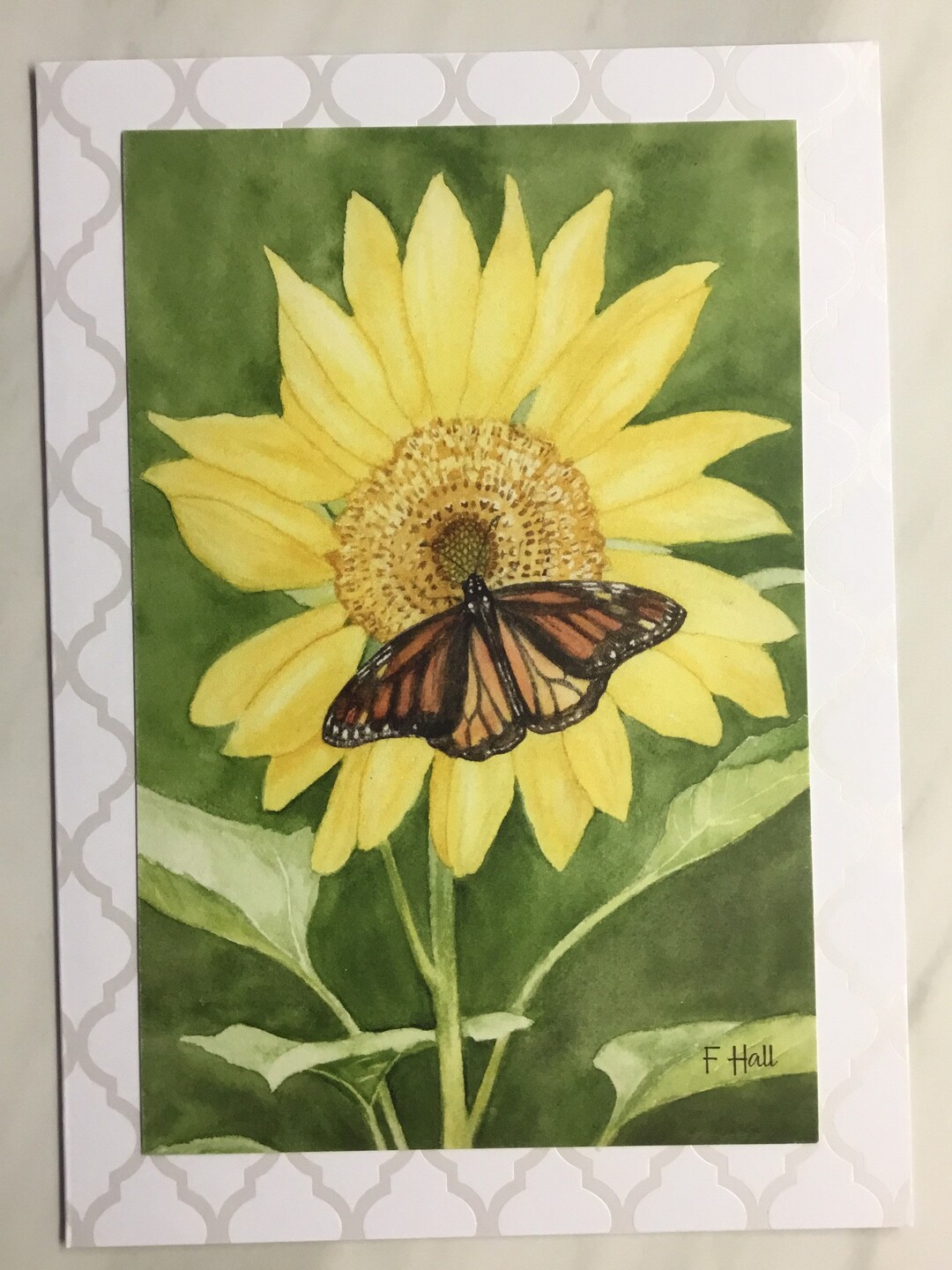 Sunflower Monarch Butterfly Greeting Card: Blank Inside (5x7) - Etsy