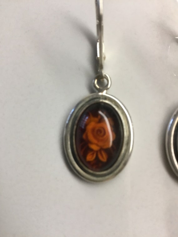 Baltic Amber rose earrings - image 3