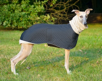 Quilted whippet coat - black&beige