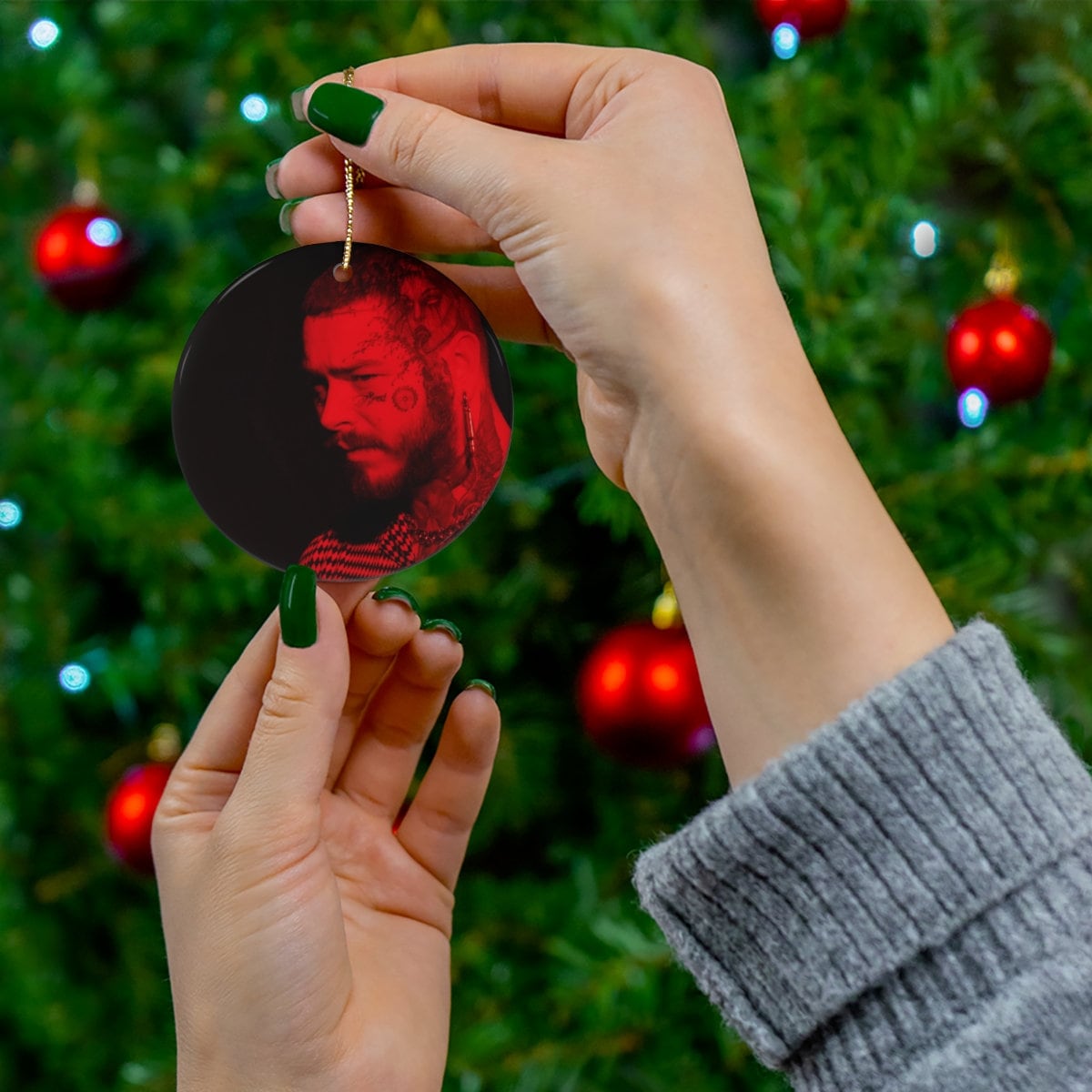 Discover Post Malone Round Ceramic Christmas Tree Holiday Ornament