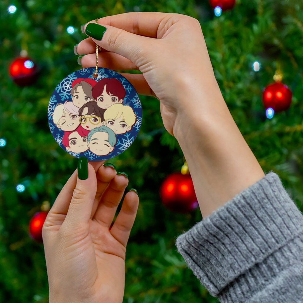 BTS - New Round Ceramic Christmas Holiday Ornament