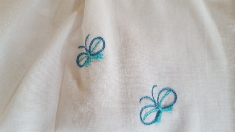 Beautiful soft cotton baby girl butterfly motif dress with hand embroidered butterflies. 0-3 months Summer dress