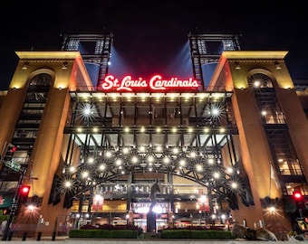 St Louis Cardinals Busch Stadium Print, Cardinals Baseball Gift Idea, Stan Musial Statue, St Louis Cardinals Fans, St Louis Canvas or Print