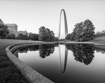 St Louis Arch Wall Art, Sunset Arch Reflection Photography, Missouri, Gateway Arch National Park Poster, Travel Decor, St Louis Arch Gift