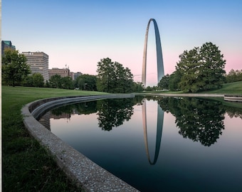 St Louis Arch Wall Art, Sunset Arch Reflection, Missouri Art, Gateway Arch National Park Poster, Travel Decor, St Louis Arch Gift