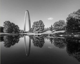 St Louis Arch Wall Art, Arch Reflection Photography, Gateway Arch National Park Poster, Travel Decor, St Louis Arch Gift, Skyline Print
