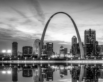 St Louis Arch Wall Decor, Busch Stadium, Skyline Print, Man Cave, Landmark, Poster, Print, Wall Art, Canvas Wrap, St. Louis Arch Gift