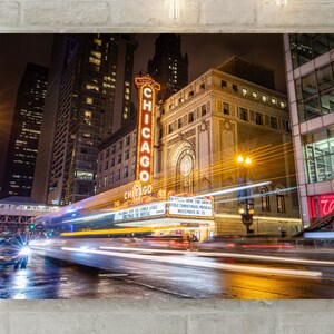 Chicago Theatre, Chicago Wall Art, Chicago Canvas Wrap, Print, State Street, Landmark, Office Wall Art, Night, Photography, Architecture