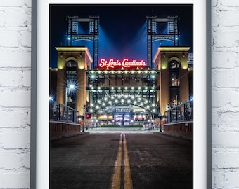 St Louis Cardinals Busch Stadium Print, Cardinals Baseball Gift Idea, Stan Musial Statue, St Louis Cardinals Fans, St Louis Canvas or Print