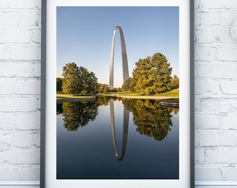 St Louis Arch Wall Art, Sunset Arch Reflection Photography, Missouri, Gateway Arch National Park Poster, Travel Decor, St Louis Arch Gift
