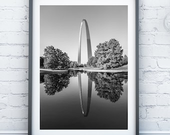 St Louis Arch Wall Art, Sunset Arch Reflection Photography, Missouri, Gateway Arch National Park Poster, Travel Decor, St Louis Arch Gift