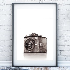 Retro Camera Art Print, Vintage Camera Wall Art, Kodak Brownie Flash Six-20 Camera Decor, Watercolor Print, Wall Art, Photography Gifts