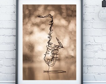 Saxophone Wall Art, Abstract Art, Music Wall Art, Gift for Jazz Music Lover, African American Art, Band Director Gift, Saxophonist Gift