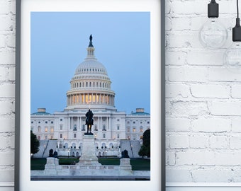 US Capitol Building Print, United States Capitol Building in Washington DC, Lawyer Gift, Law Student Gift, Washington DC Print, Canvas