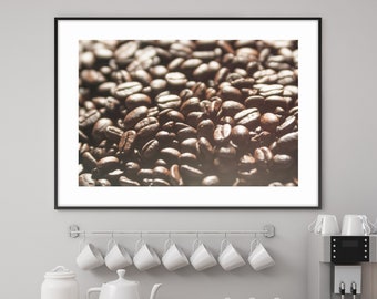 Coffee Bean Art, Coffee Gift, Coffee Poster, Gifts for Coffee Lovers, Coffee Kitchen Decor, Kitchen Wall Art