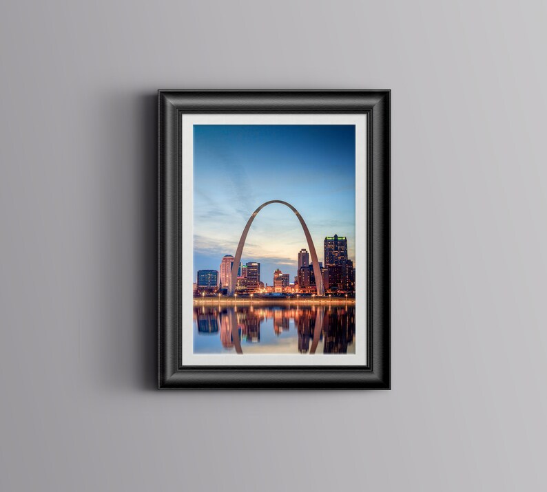 St Louis Wall Art, St Louis Print, Gateway Arch, Downtown Skyline at Sunset, St Louis Skyline