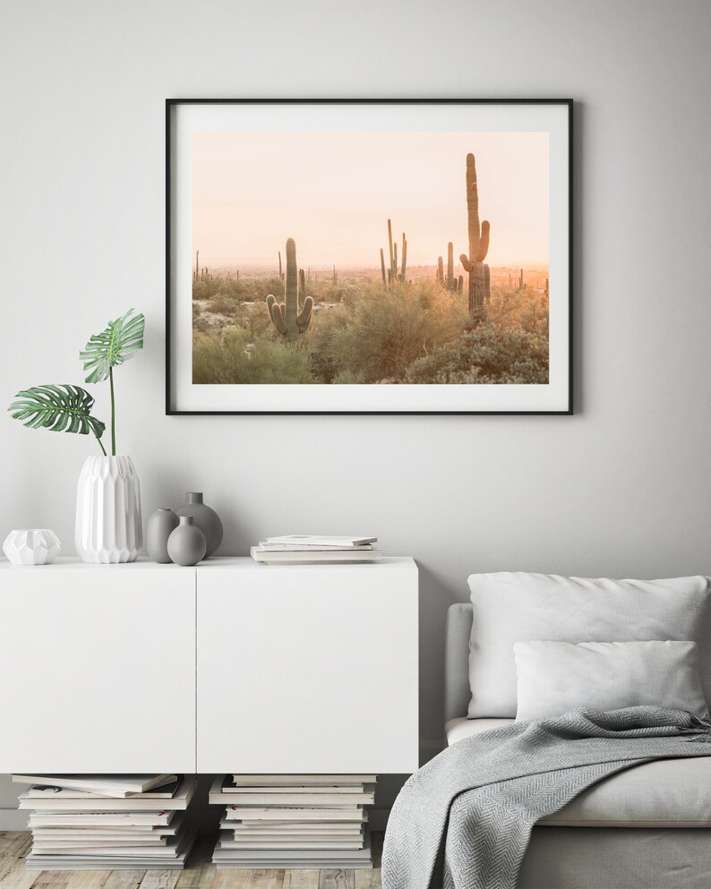 Desert Wall Art, Modern Cactus Print, Boho Wall Decor, Southwestern Decor, South Western Print, Phoenix Desert Print, Nature Wall Art image 4