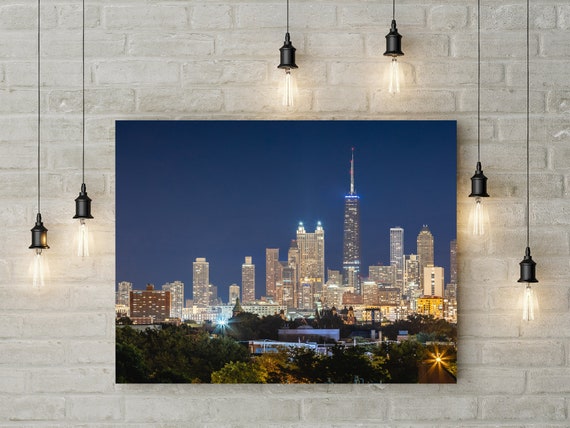Lighting at CHICAGO SKYLINE Glossy 8x10 Photo Sears Tower Print Art Poster Dark