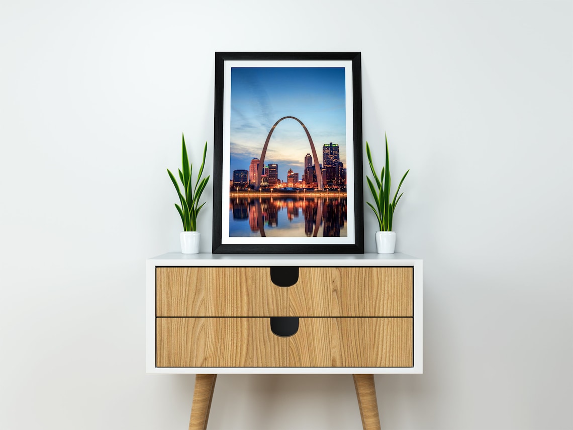St Louis Wall Art, St Louis Print, Gateway Arch, Downtown Skyline at