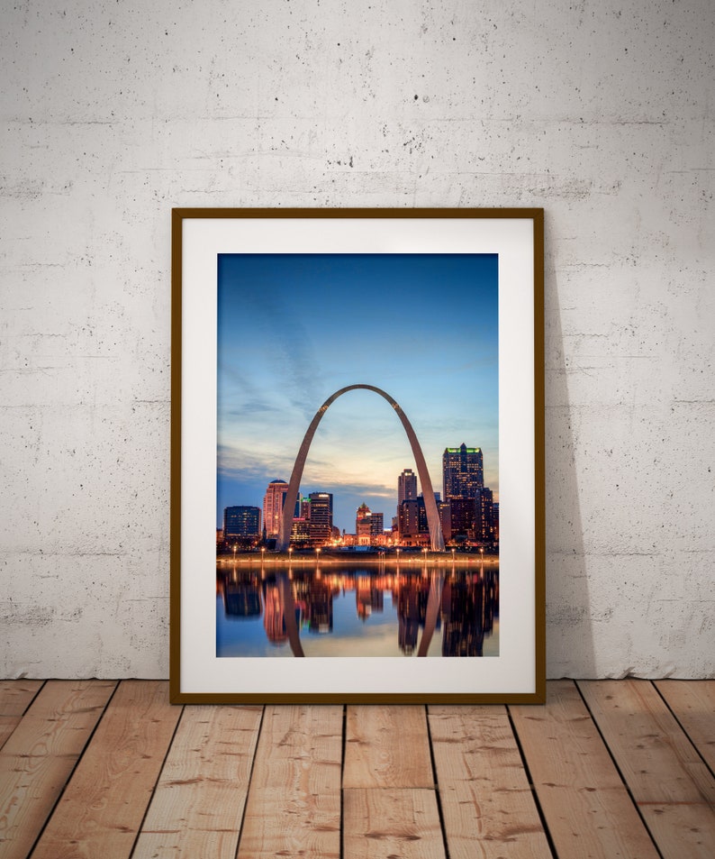 St Louis Wall Art, St Louis Print, Gateway Arch, Downtown Skyline at Sunset, St Louis Skyline