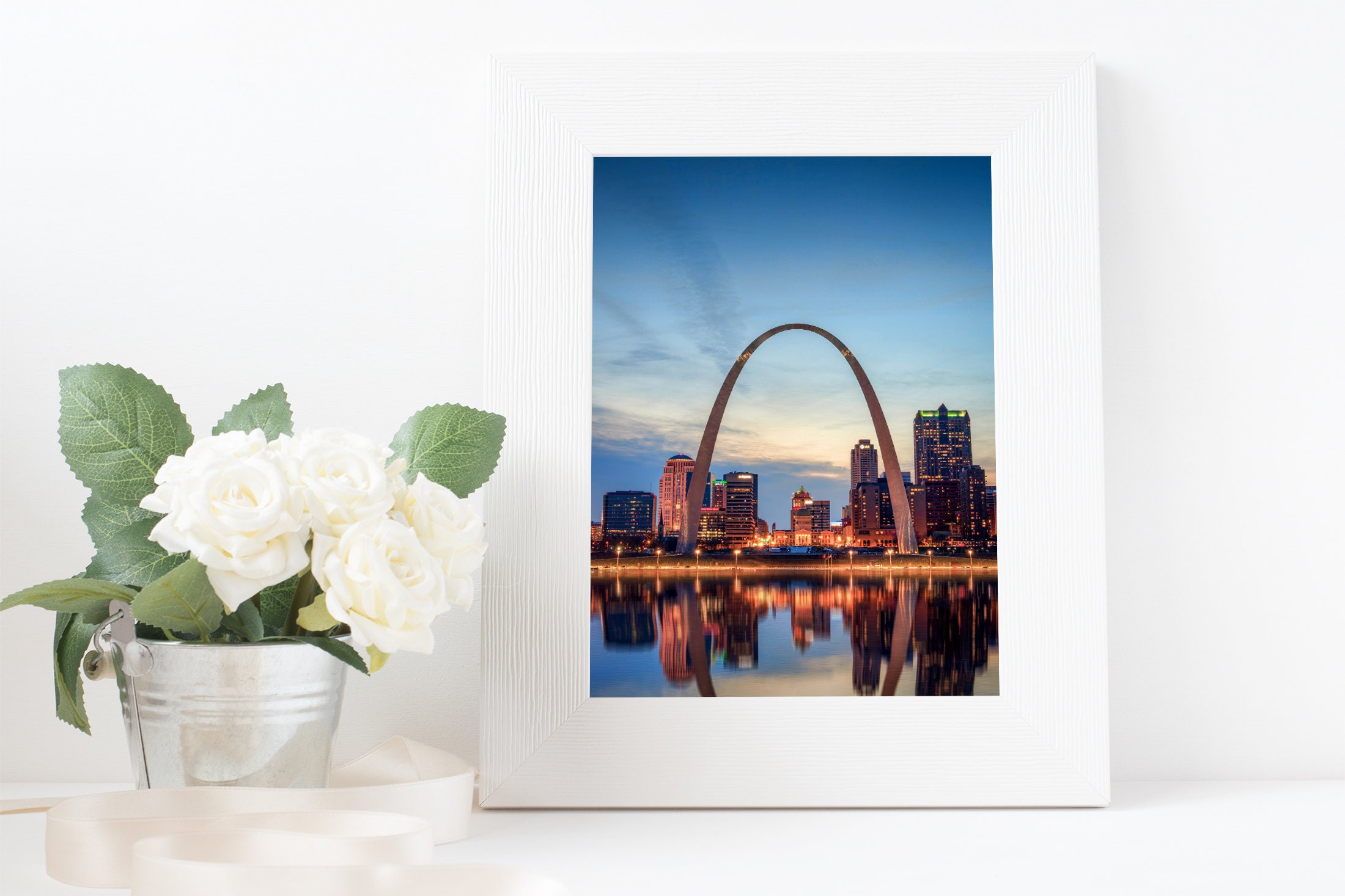 St Louis Wall Art, St Louis Print, Gateway Arch, Downtown Skyline at Sunset, St Louis Skyline