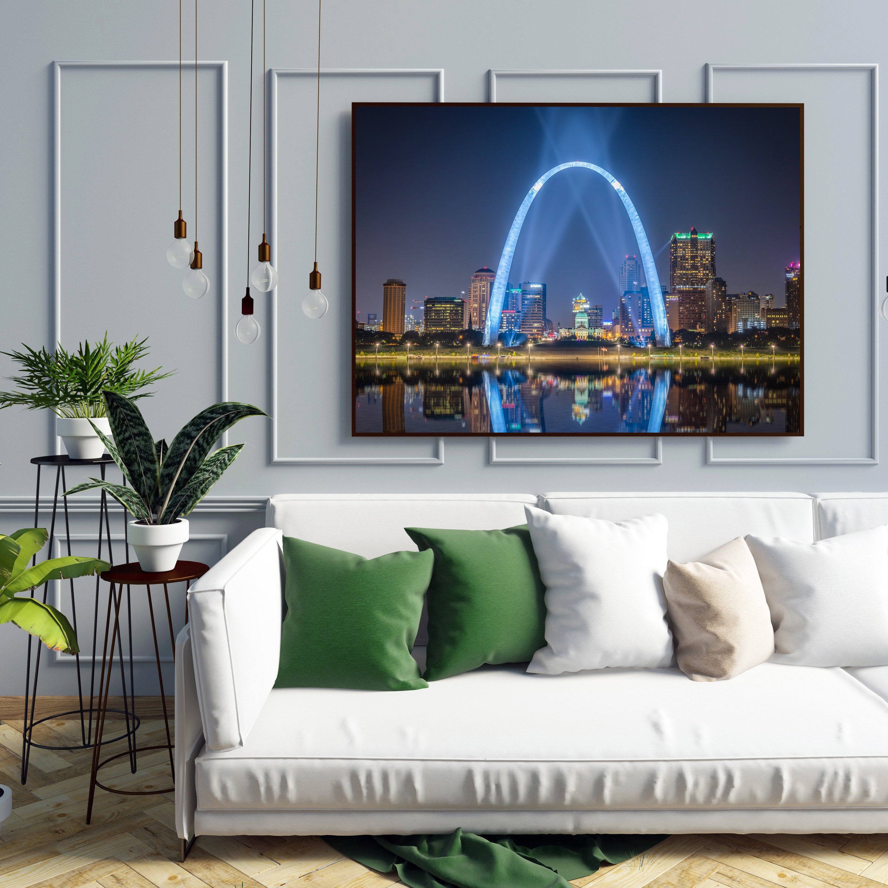 St Louis Wall Art of Gateway Arch Downtown Skyline at Night Etsy