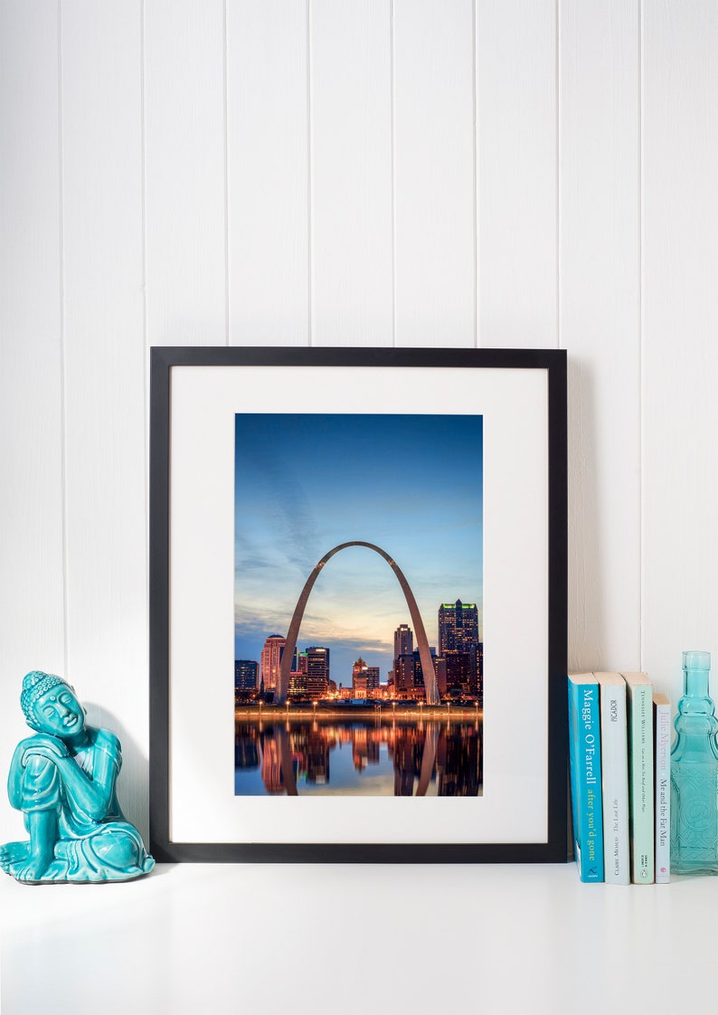 St Louis Wall Art, St Louis Print, Gateway Arch, Downtown Skyline at Sunset, St Louis Skyline