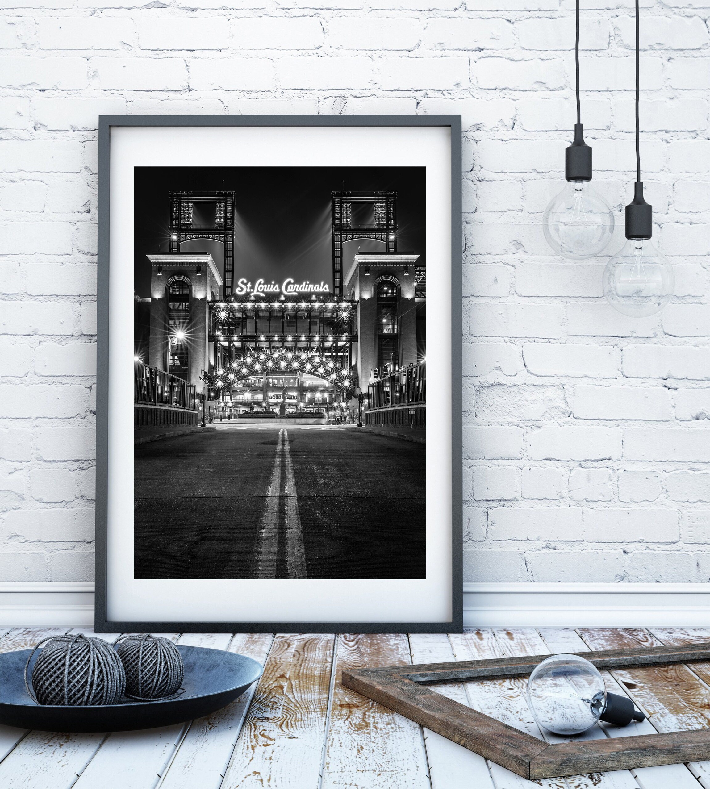 St Louis Canvas Art Prints Black and White: St Louis Cardinals New