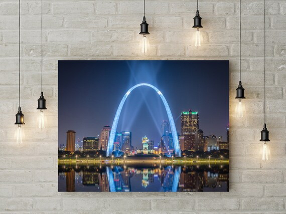 St Louis Wall Art of Gateway Arch Downtown Skyline at Night 