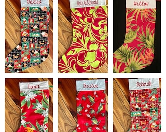 Hawaiian Print Christmas Large Stocking — Personalized For Free —