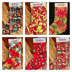 Hawaiian Print Christmas Large Stocking — Personalized For Free —