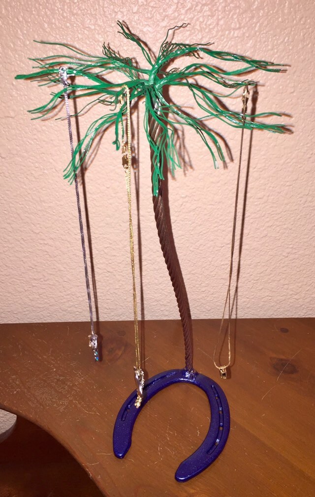 Palm Tree Metal Sculpture Jewelry Holder Etsy