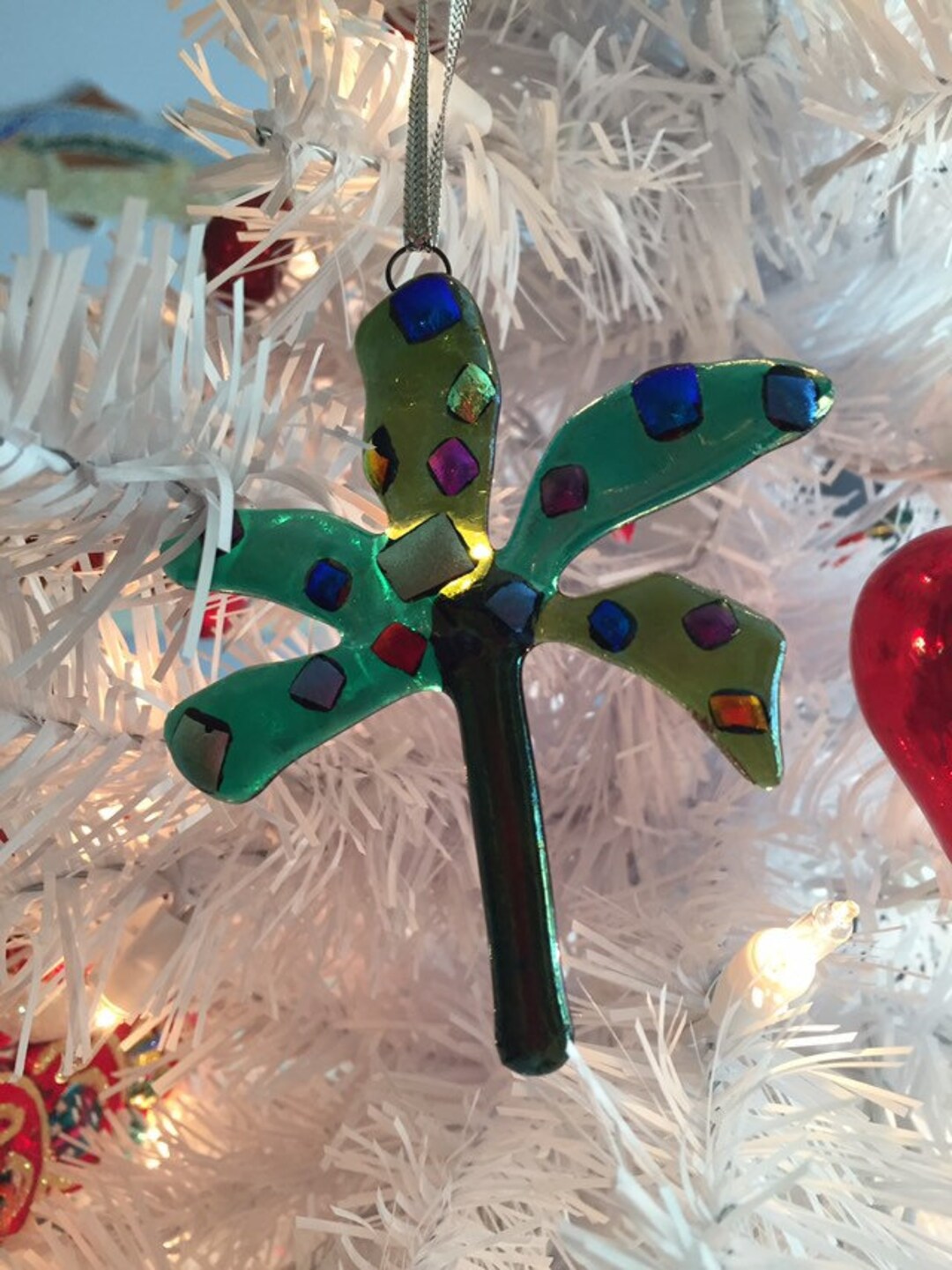 Fused Glass Palm Tree Christmas Ornament Oneofakind Etsy