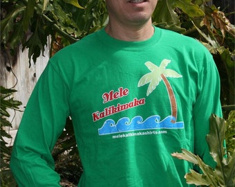 Green Mele Kalikimaka Christmas Shirt Mens Long Sleeve