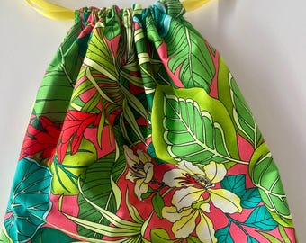 Hawaiian Fabric Drawstring Bag Assorted Prints and Colors 9”x11”