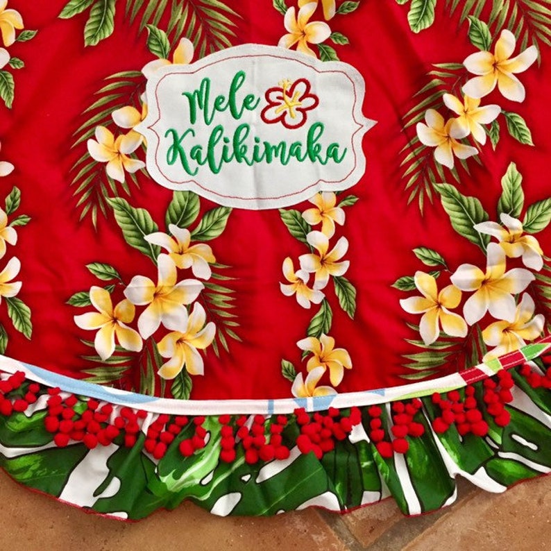Hawaiian Christmas Tree Skirt Mele Kalikimaka